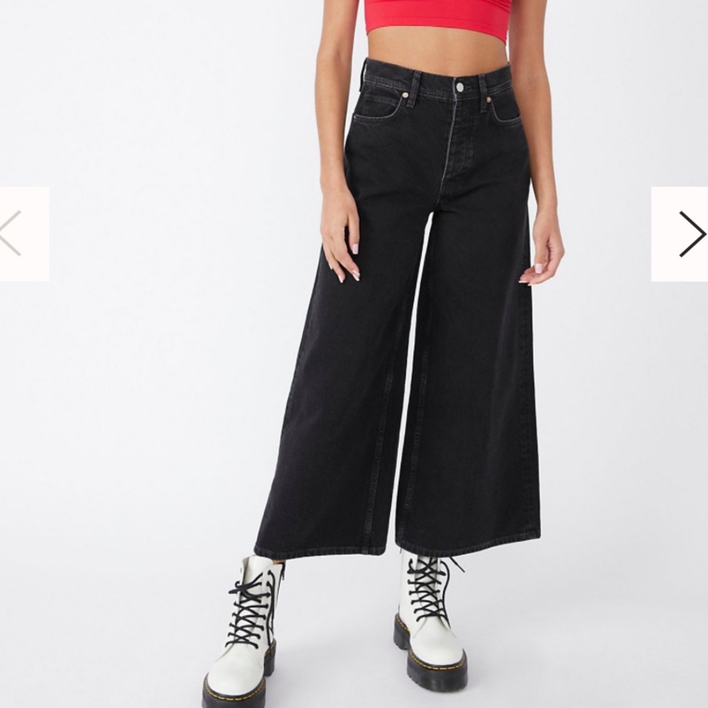 NWT Free People Landry Wide Cut Black Jeans